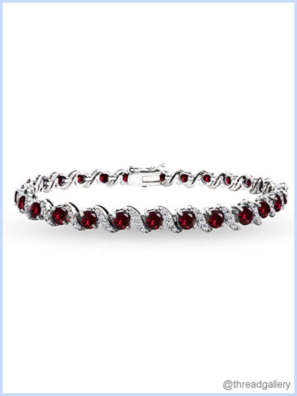 Sterling Silver Tennis Bracelet 4mm Round Gemstone S Design Women